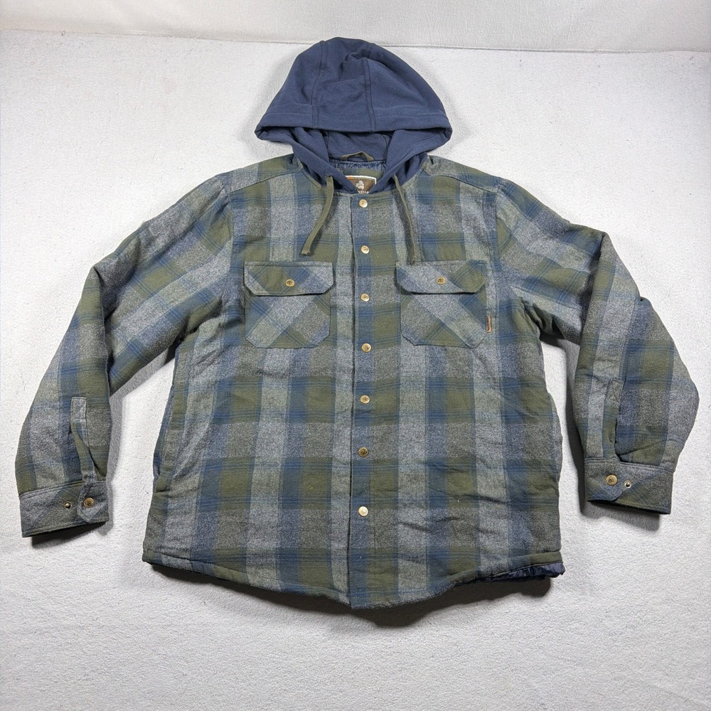 Legendary Outfitters Flannel Jacket Men Large Regular Blue Green Plaid Shacket
